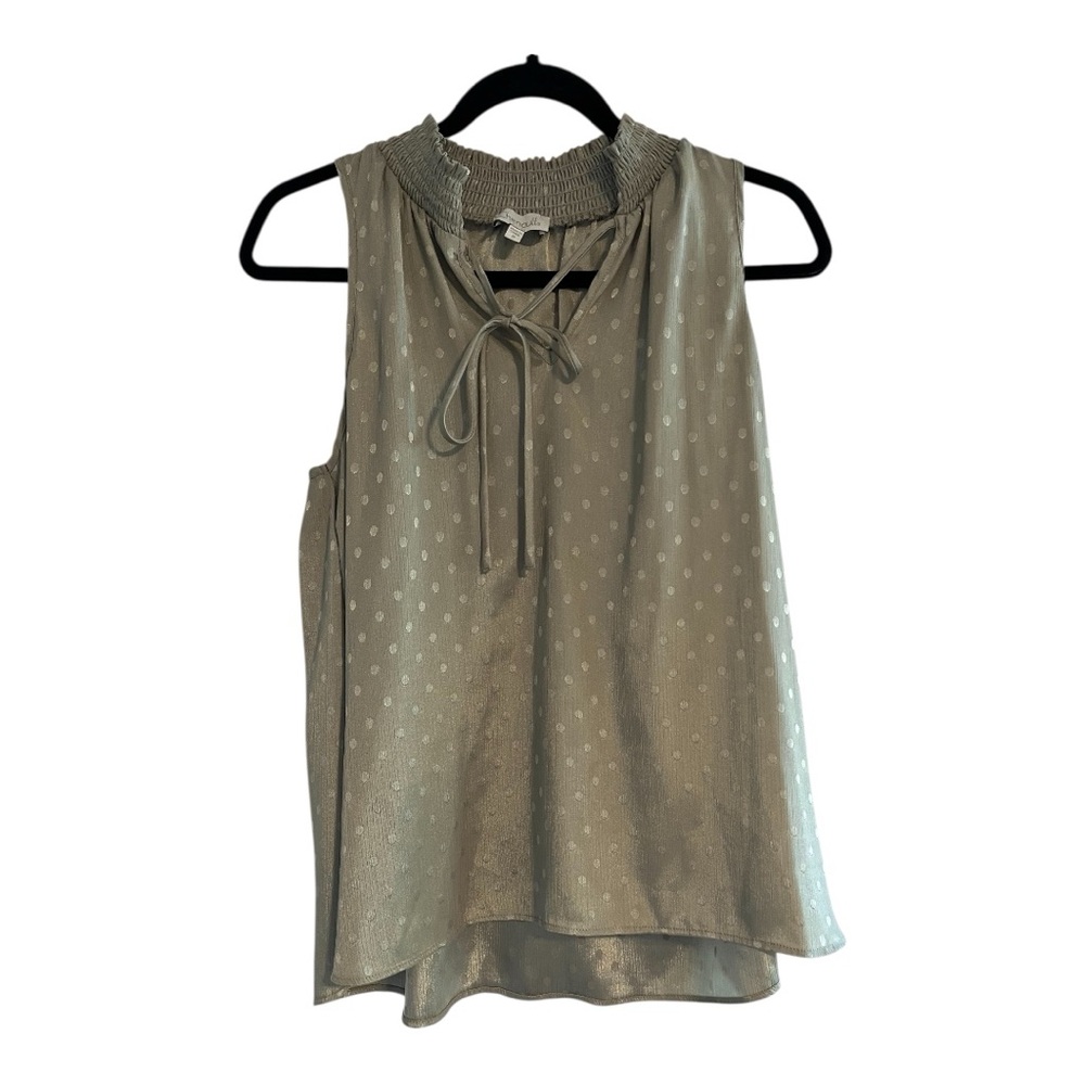 Sleeveless Smocked Polka Dot‎ Blouse